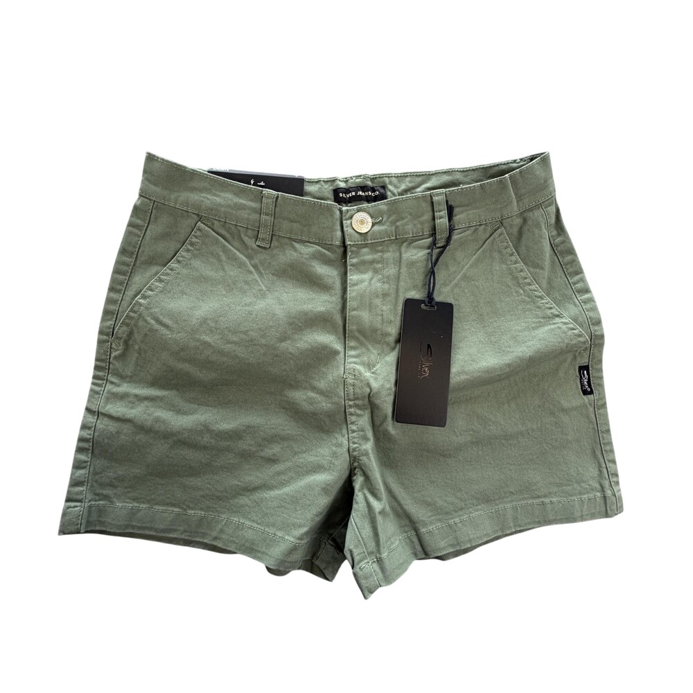 Silver Jeans Co Shorts Womens 8 Green Chino Stretch Classic Fit 3.5" Inseam